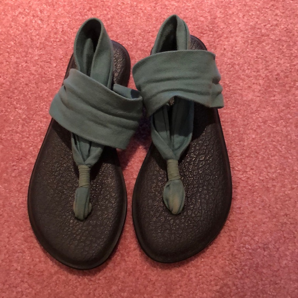 Sanuk Teal Yoga Mat Flip Flops size 6